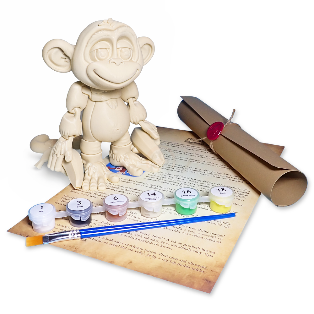 Opička - Kreativní 3D Omalovánka s pohádkou