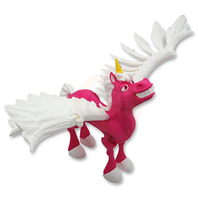 Okřídlený jednorožec s otevřenými ústy