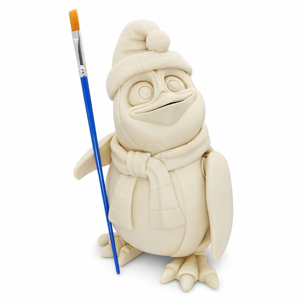 Tučňák Vánoční - Kreativní 3D Omalovánka