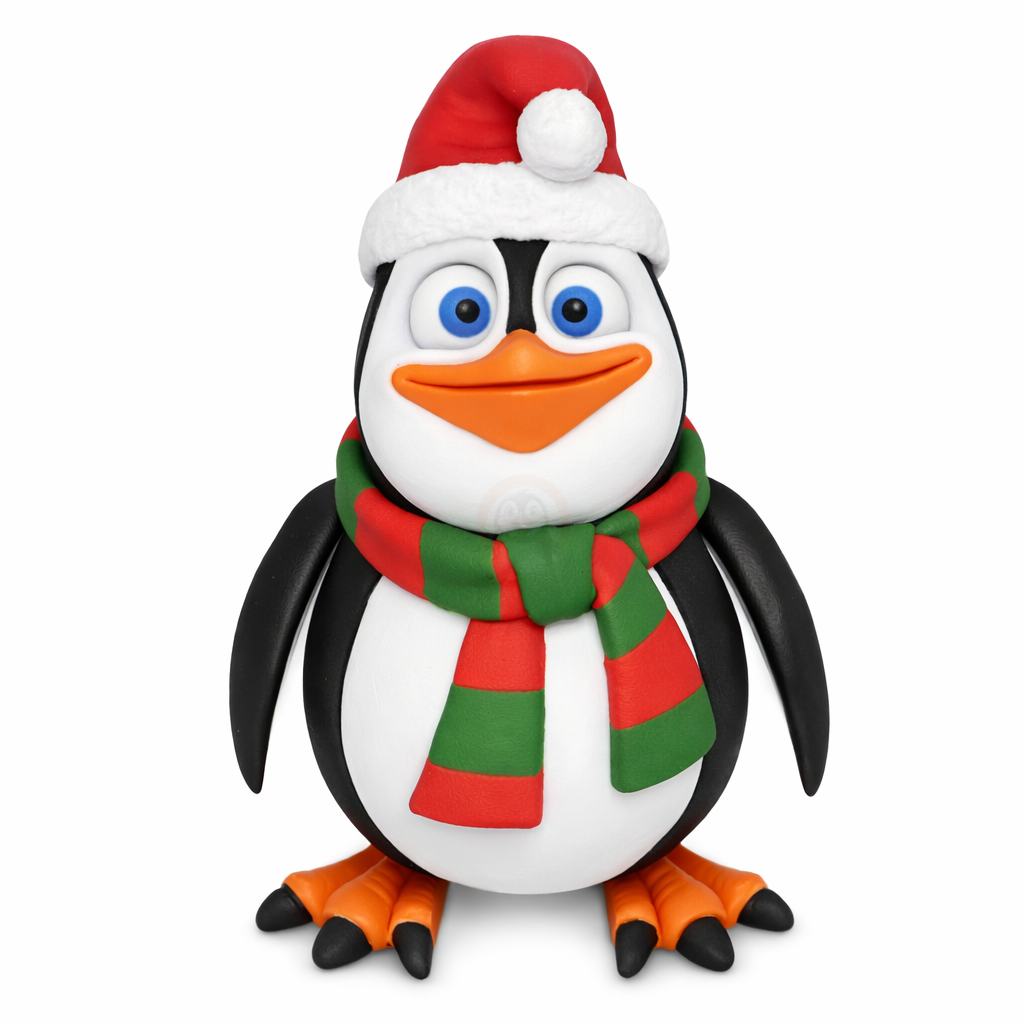 Tučňák Vánoční - Kreativní 3D Omalovánka