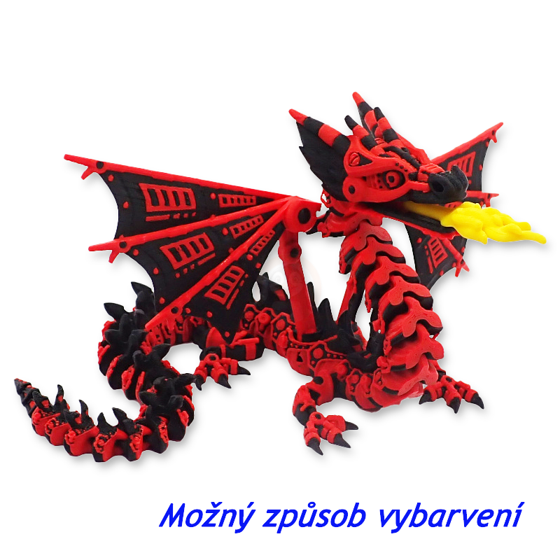 Mechanický drak s křídly - Kreativní 3D Omalovánka